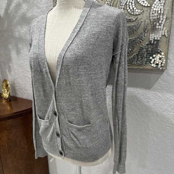 Decree Womens Grey Cardigan Sweater XS V-Neck Button-Up Long Sleeve - Picture 2 of 9